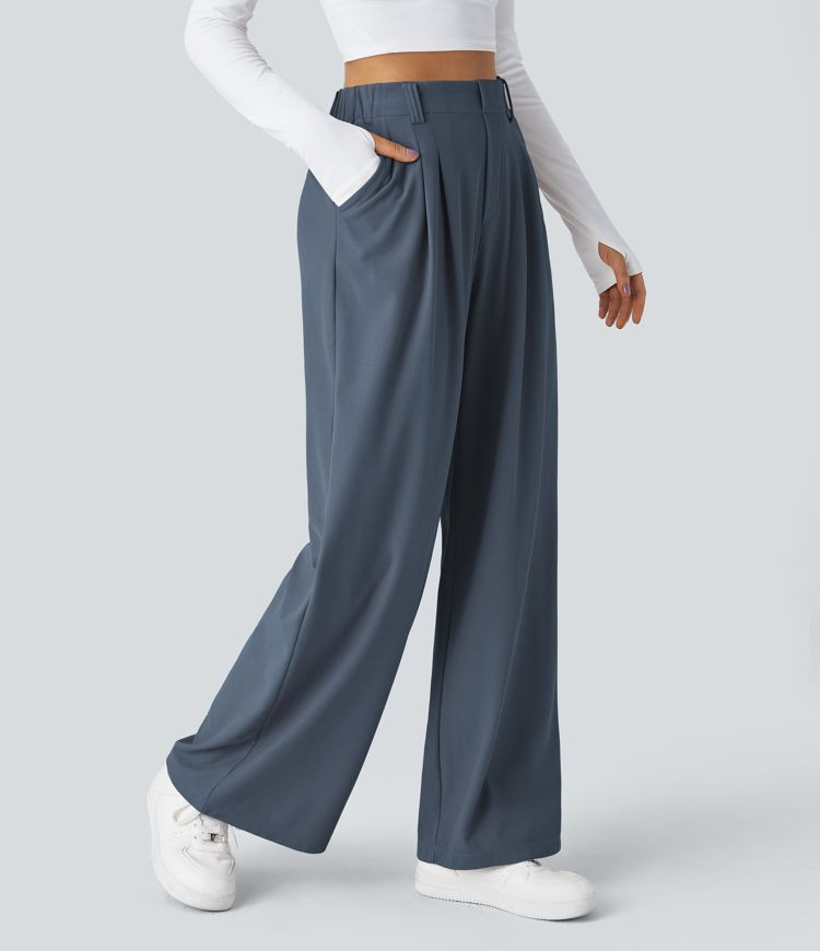 Women’s Halara Flex™ High Waisted Side Pocket Wide Leg Waffle Work Pants - Halara | HALARA