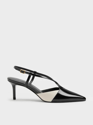 Black Box Two-Tone Pointed Slingback Pumps | CHARLES & KEITH | Charles & Keith US