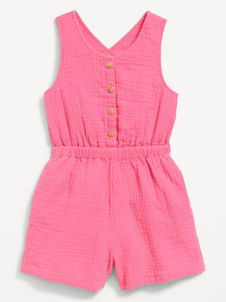 Sleeveless Button-Front Romper for Toddler Girls | Old Navy (US)