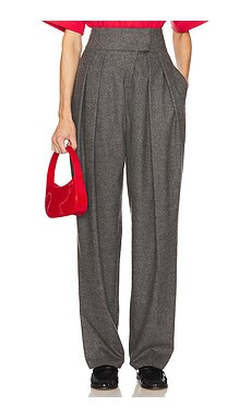 Helsa The Tweed High Waisted Pleated Trouser in Charcoal Melange from Revolve.com | Revolve Clothing (Global)