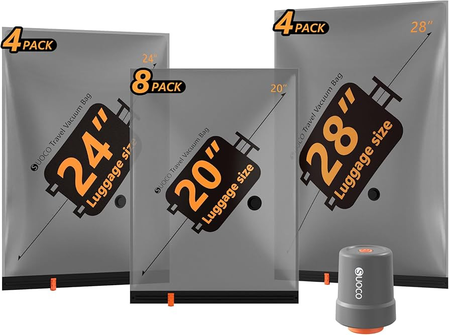 Travel Vacuum Bags with Cordless Electric Pump, 16 Combo Compression Packing Cubes for Clothing C... | Amazon (US)