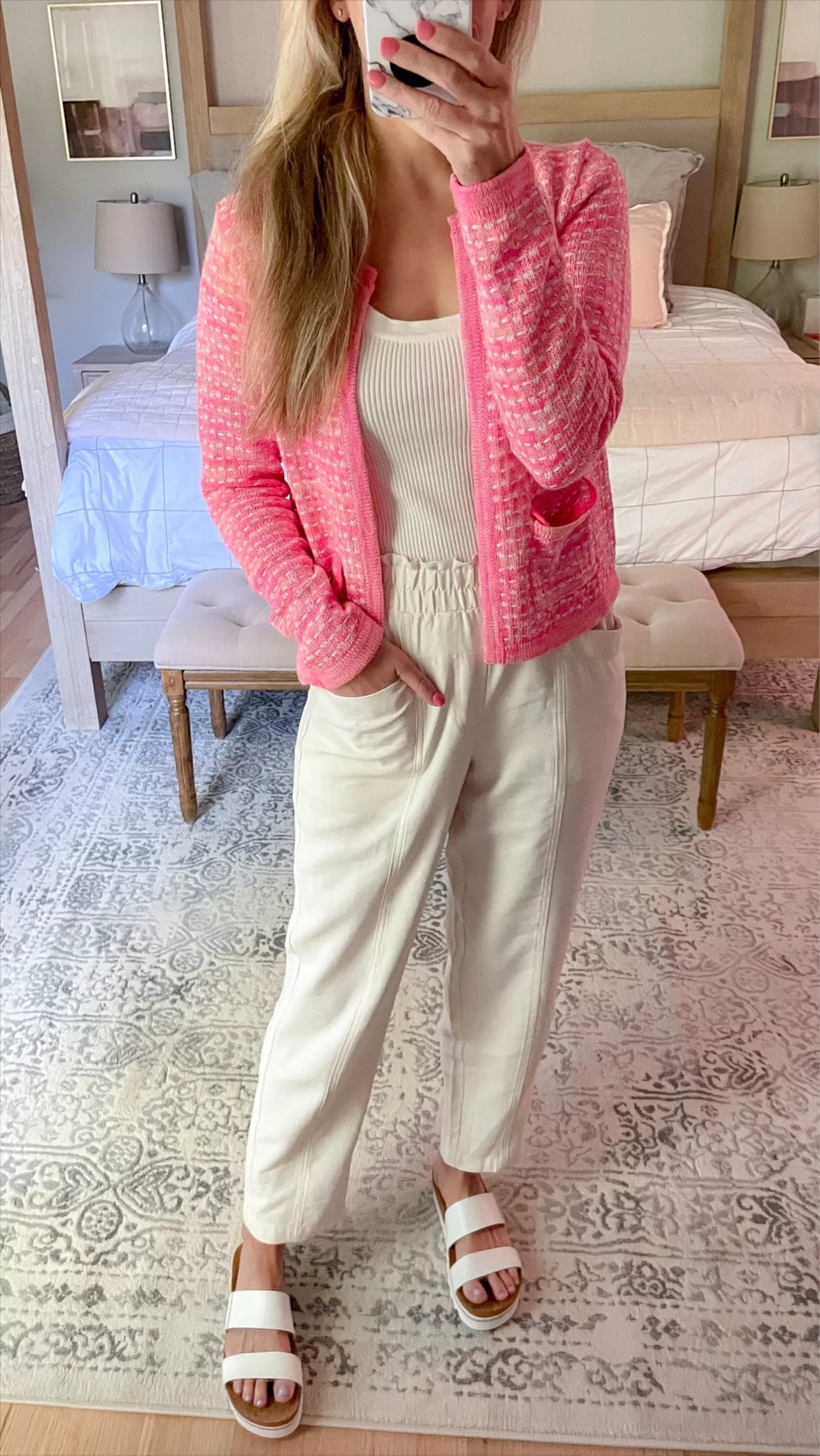 Casual Pink Cardigan Outfit