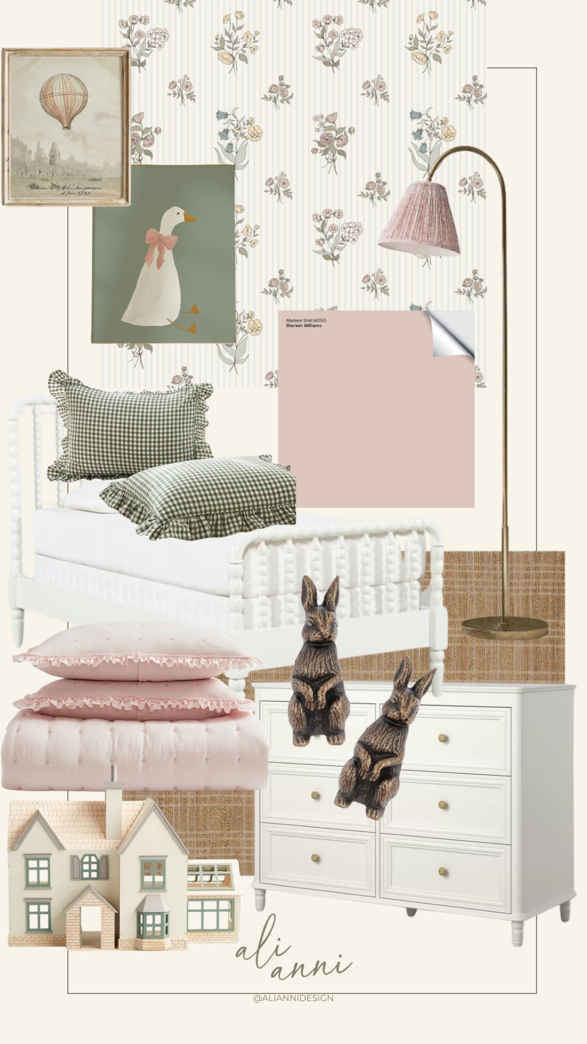 Featuring my wallpaper design with Loomwell Home Good "Cosie" this girl's room inspo is so sweet and charming with its pink and green details. 🎀

#LTKHome #LTKKids #LTKBaby