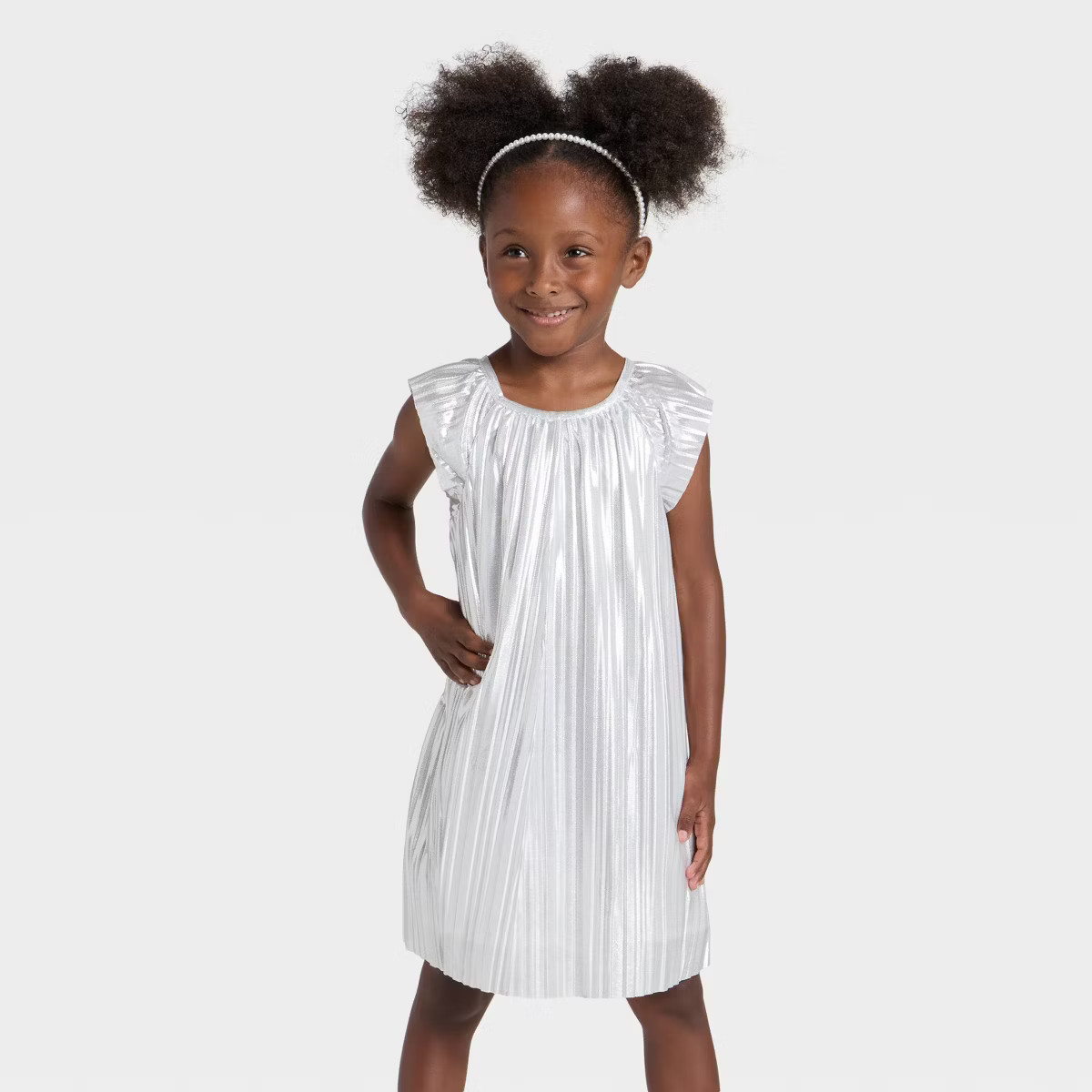 OshKosh B'gosh Toddler Girls' Foil Dress - Silver 4T | Target