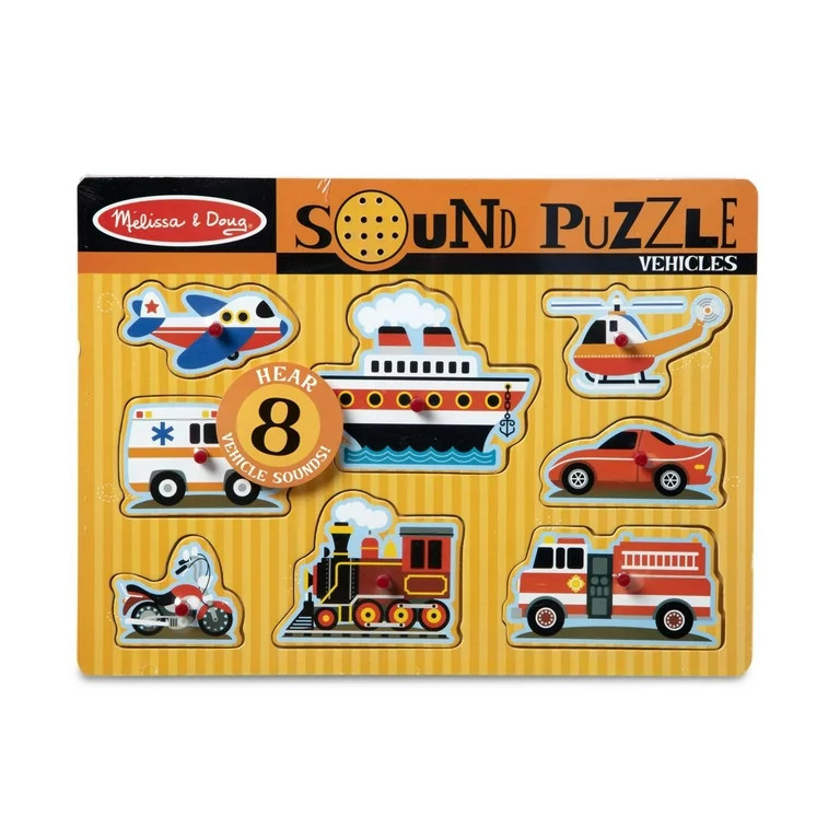 Melissa & Doug Vehicles Sound Puzzle - Wooden Peg Puzzle With Sound Effects (8 pcs) - Walmart.com | Walmart (US)