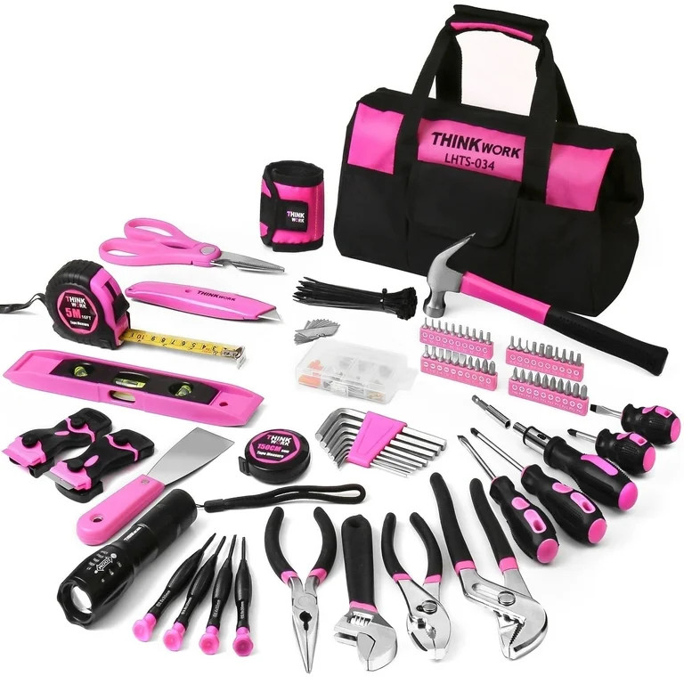 THINKWORK Pink Tool Set- 207 Piece Lady's Portable Home Repairing Tool Kit | Walmart (US)