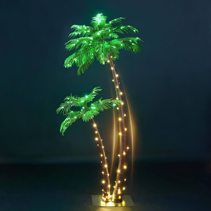 Lightshare Gorgeous Artificial Lighted Palm Tree 4FT&6FT Office Decor, 184LED for Outside Patio H... | Amazon (US)
