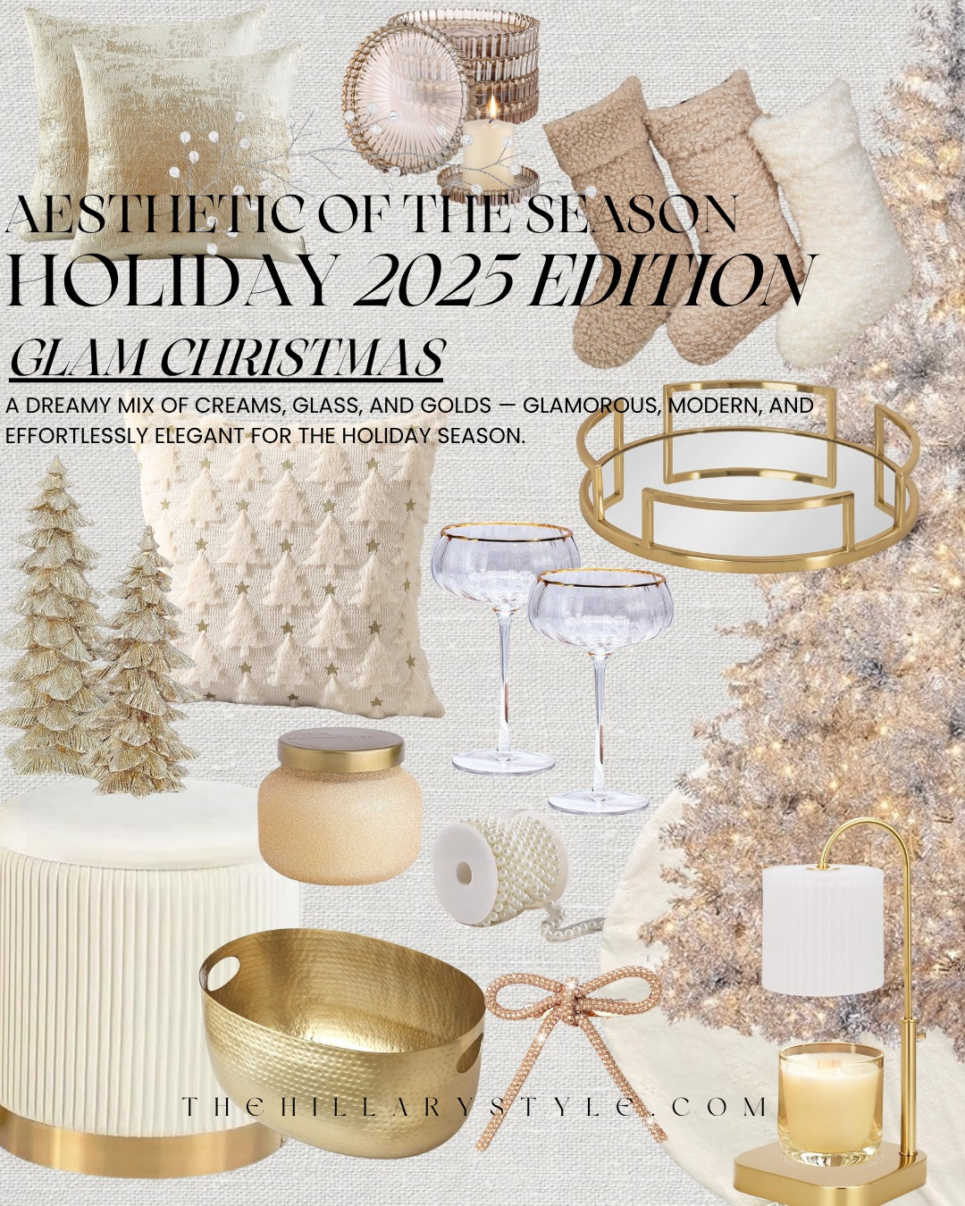 ✨GLAM CHRISTMAS · HOLIDAY 2025 AESTHETIC✨ Step into Glam Christmas — a radiant mix of creamy neutrals, soft golds, and glass accents that create a look of modern sophistication. This aesthetic blends warmth with luxury through cozy textures, metallic details, and soft candlelight. Elegant yet approachable, it’s the perfect balance of comfort and shine for a holiday season that feels effortlessly elevated.

#TheHillaryStyle #Amazon #HolidayDecor #GlamChristmas #LuxuryHomeDecor #NeutralChristmas #GoldAccents #DesignerInspired #ElegantHoliday #ModernClassic #AffordableLuxury #FestiveStyle #UnderstatedGlam #HolidayAesthetic #HolidayHome 

 #LTKHoliday #LTKOver40 #LTKStyleTip