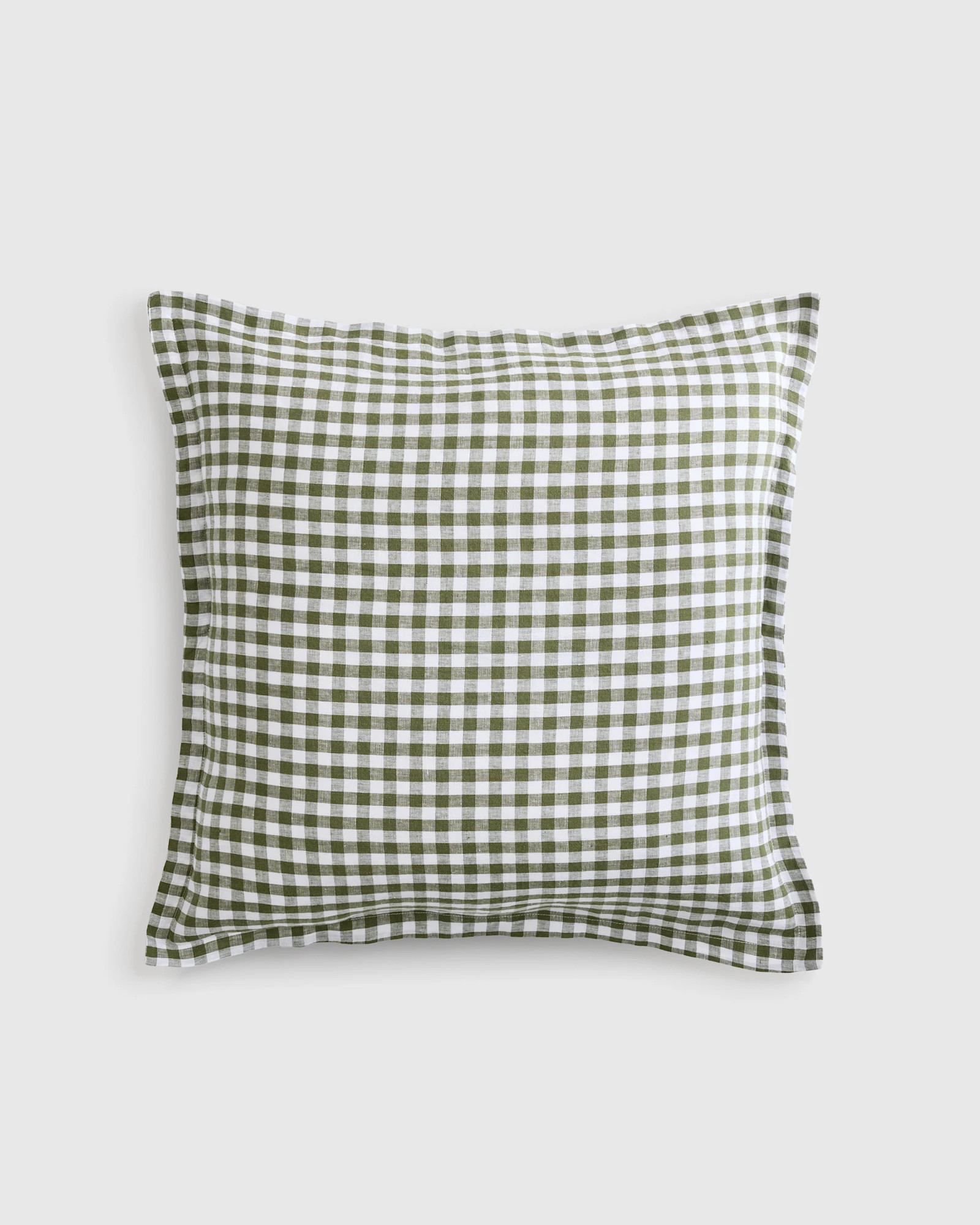 Quince | European Linen Gingham Euro Sham in Olive | Quince