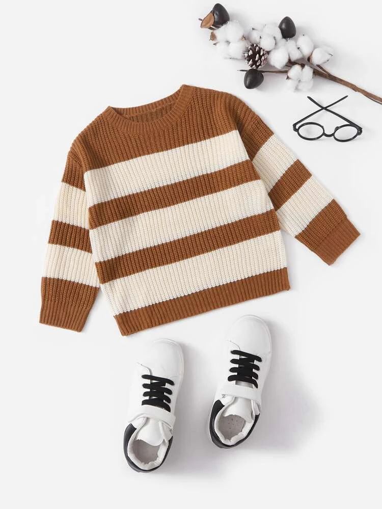 SHEIN Toddler Boys Color Block Drop Shoulder Sweater | SHEIN