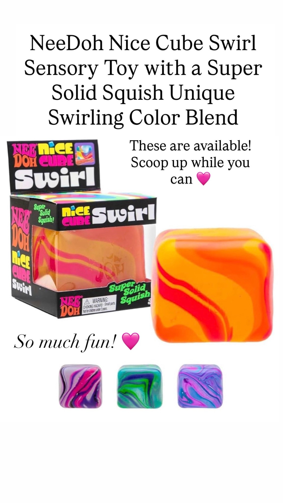 NeeDoh Nice Cube Swirl - Sensory Toy with a Super Solid Squish - Unique, Swirling Color Blend

#LTKKids