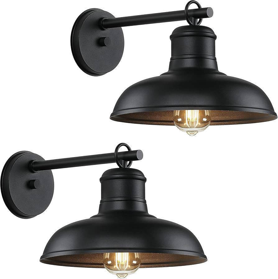 2-Pack Outdoor Wall Lights, Vintage Black Wall Sconces, Exterior Farmhouse Barn Light Fixtures, I... | Amazon (US)