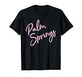 Palm Springs California CA Script Pink Text T-Shirt | Amazon (US)