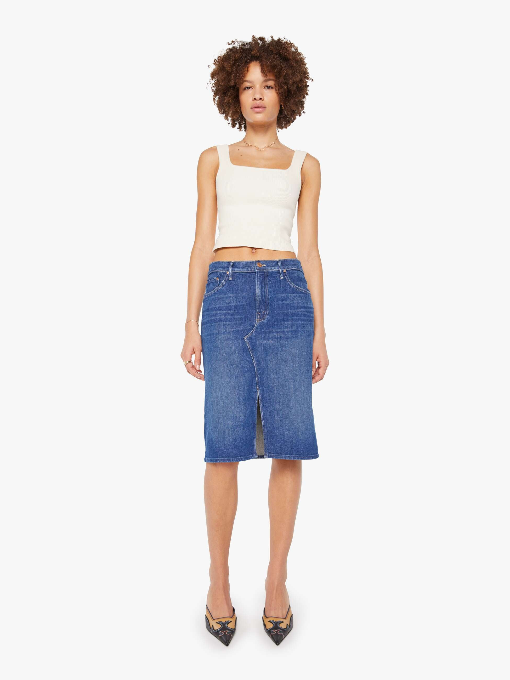 The Ditcher Midi Skirt - Do Not Disturb | Mother Denim