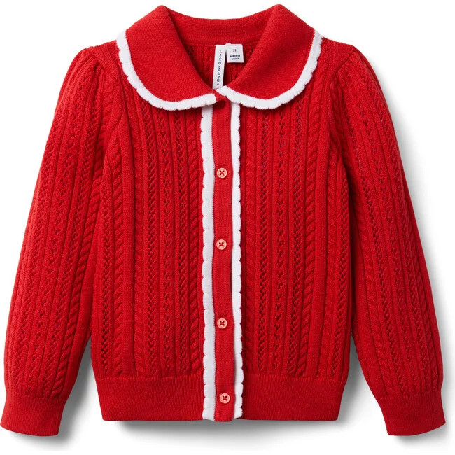 Janie and Jack | Scalloped Collar Cardigan Sweater (Multicolor, Size 12Y) | Maisonette | Maisonette
