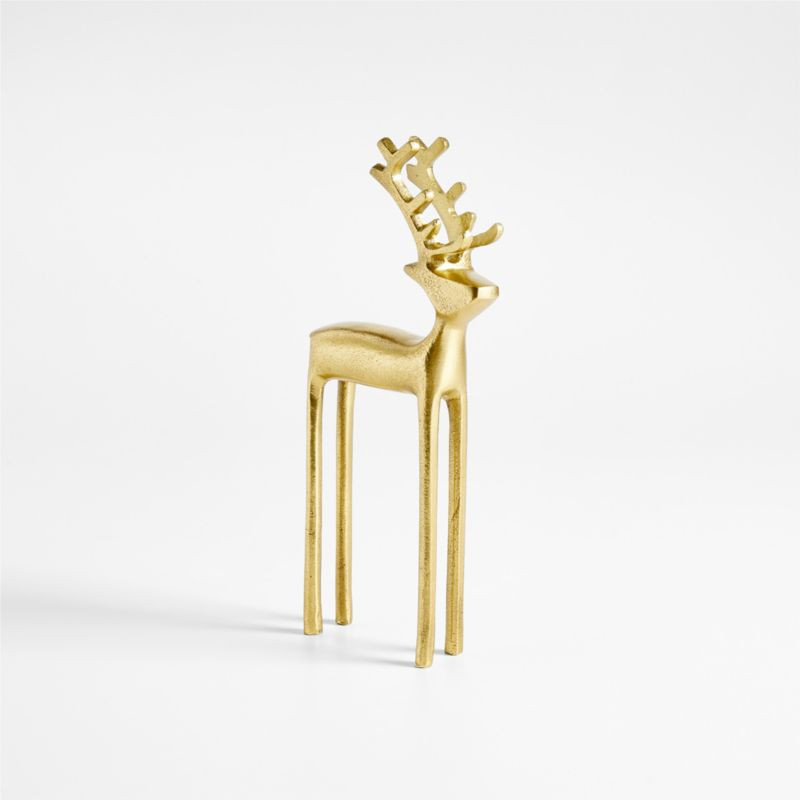 Brass Finish Holiday Reindeer Decoration 10.5" + Reviews | Crate & Barrel | Crate & Barrel