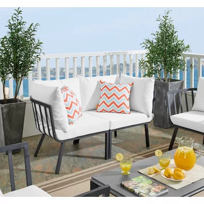 Modway Riverside 2 Piece Outdoor Patio Aluminum Sectional Sofa Set | Wayfair North America