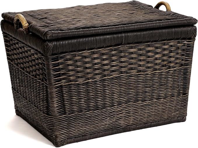 The Basket Lady Lift-Off Lid Wicker Storage Basket, Large, 24.5 in L x 18 in W x 17.5 in H, Antiq... | Amazon (US)