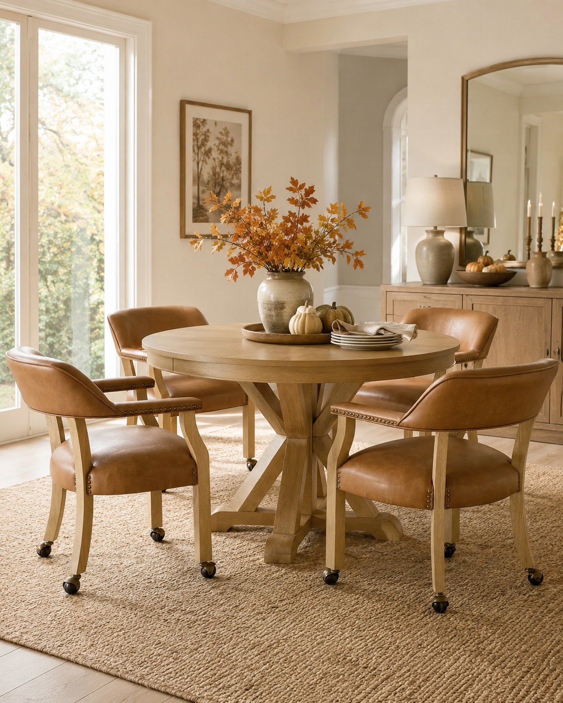 This Wayfair dining set looks so warm and elevated for fall 🤎 The round wood table paired with caramel-toned upholstered chairs gives the whole space such a cozy, polished feel. Perfect for smaller dining rooms, breakfast areas, or intimate fall dinners—and it’s on sale! 🍁
#WayfairSale #WayfairFinds #RoundDiningTable #DiningRoomIdeas #FallDiningRoom #DiningSet #FallHome #CozyHome #DiningRoomDecor #FurnitureFinds #FallHosting #HomeInspo 

 #LTKSeasonal #LTKHome #LTKSaleAlert