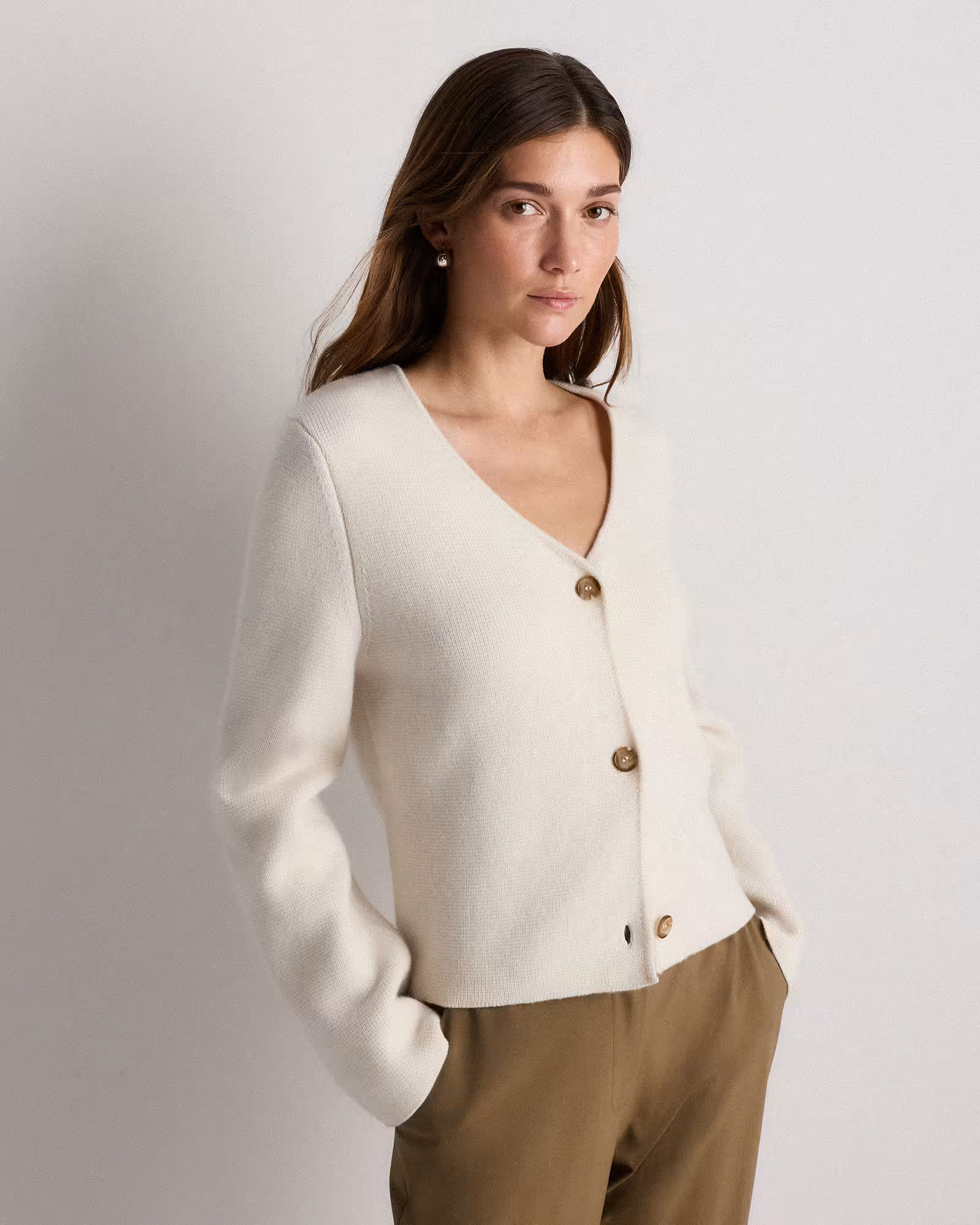 Mongolian Cashmere Structured V-Neck Cardigan | Quince