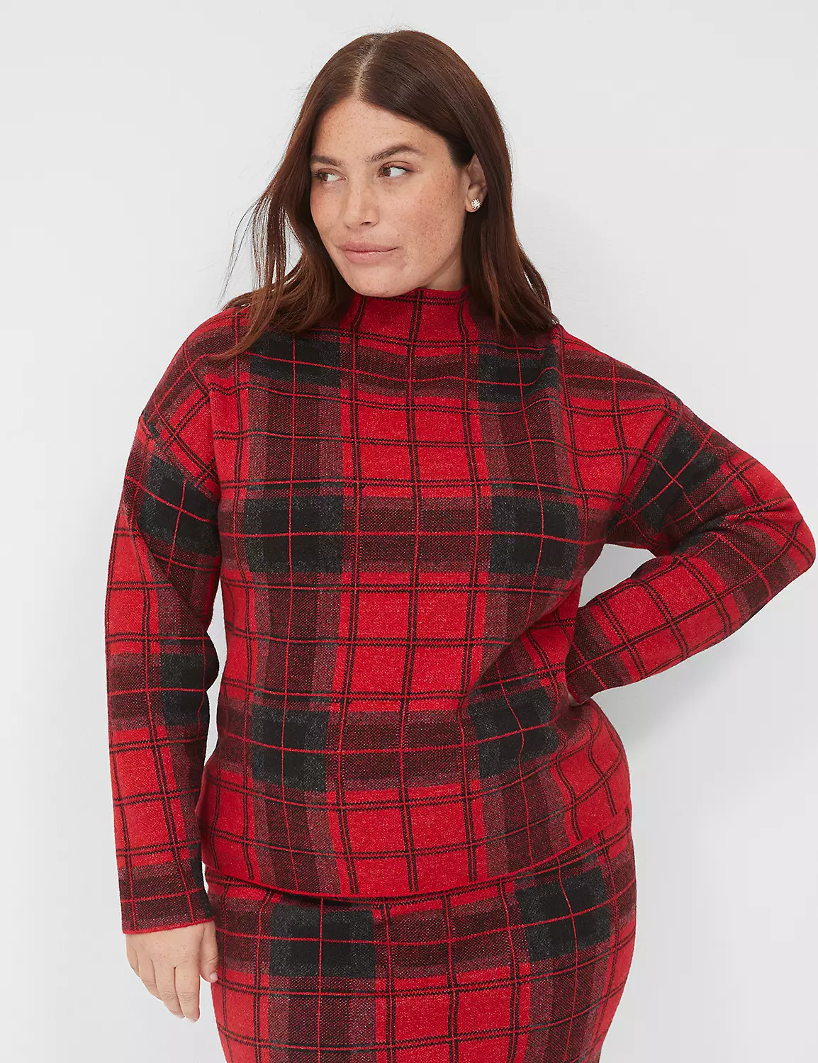 Mock-Neck Plaid Sweater | LaneBryant | Lane Bryant (US)