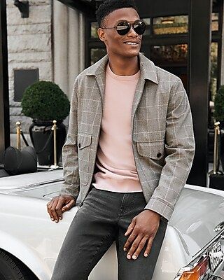 Plaid Zip Bomber Jacket | Express