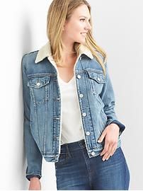 Icon sherpa-collar denim jacket | Gap US