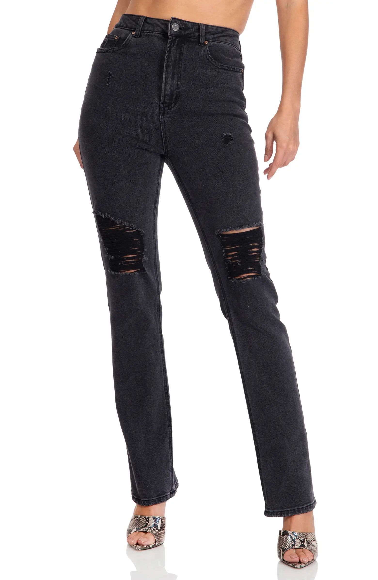 Heston Distressed High Waist Straight Leg Jeans | Nordstrom