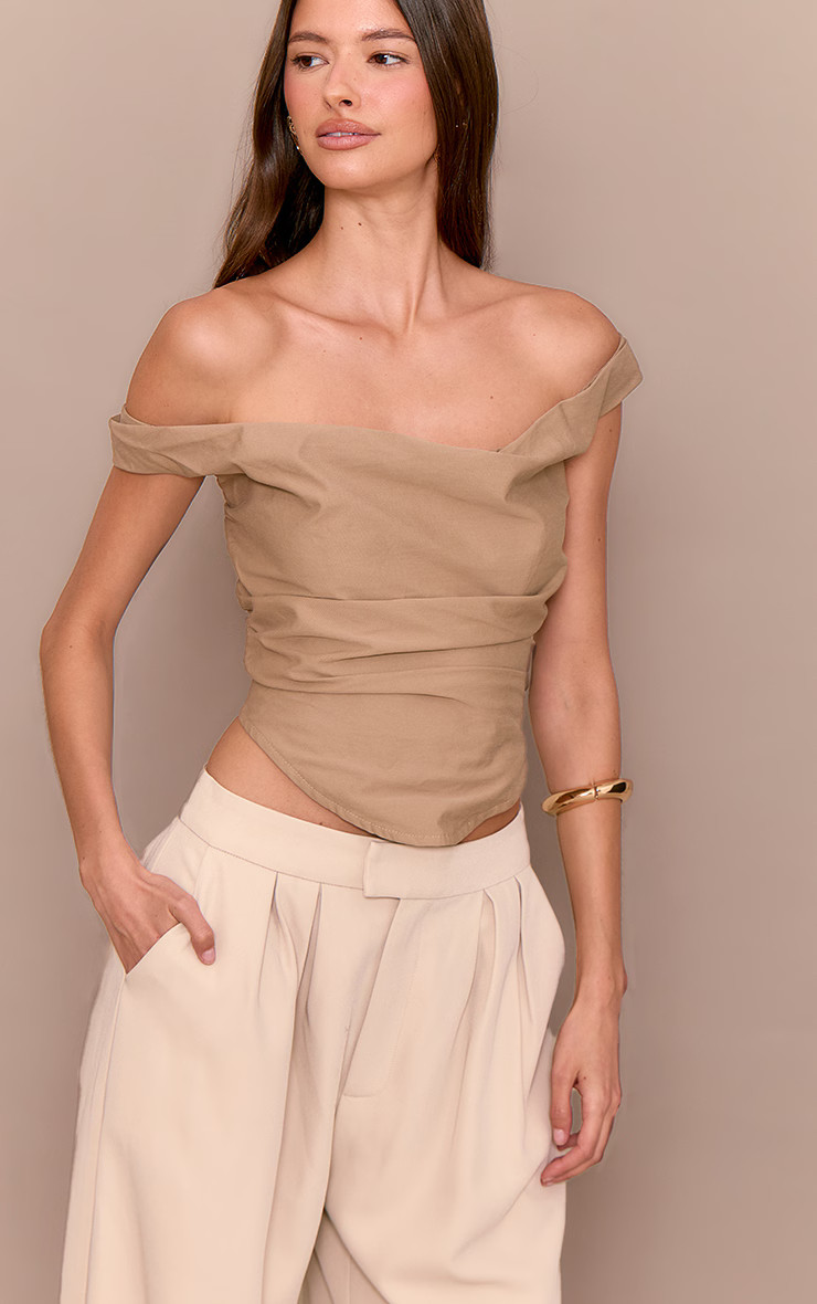 Mushroom Ruched Corset Top | PrettyLittleThing US