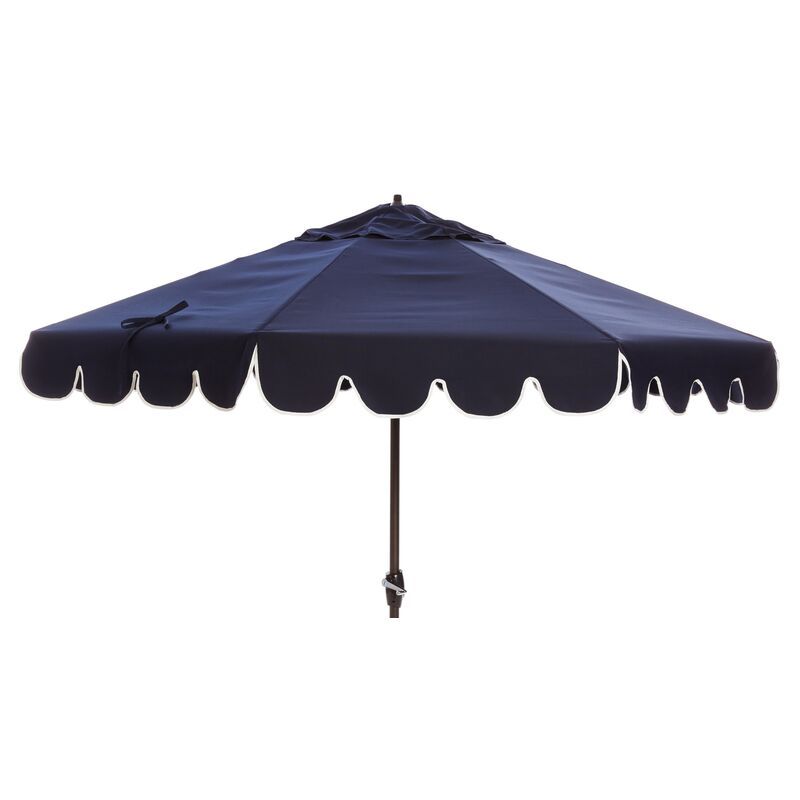 Phoebe Scallop-Edge Patio Umbrella, Navy | One Kings Lane
