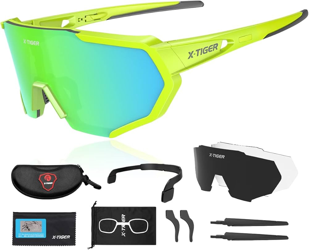 X-TIGER Polarized Sports Sunglasses 3 or 5 Interchangeable Lenses,Mens Womens Cycling Glasses,Bas... | Amazon (US)