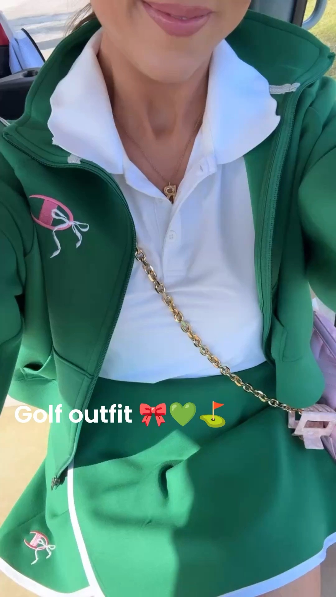 Wearing this cute little set for golf today! I love it paired with the scallop polo too. Cannot get over the embroidered bow details on this jacket and skirt! Not pictured, my adorable Amazon pink and green bow sneakers.  ☺️￼

#LTKActive #LTKPetite #LTKootd