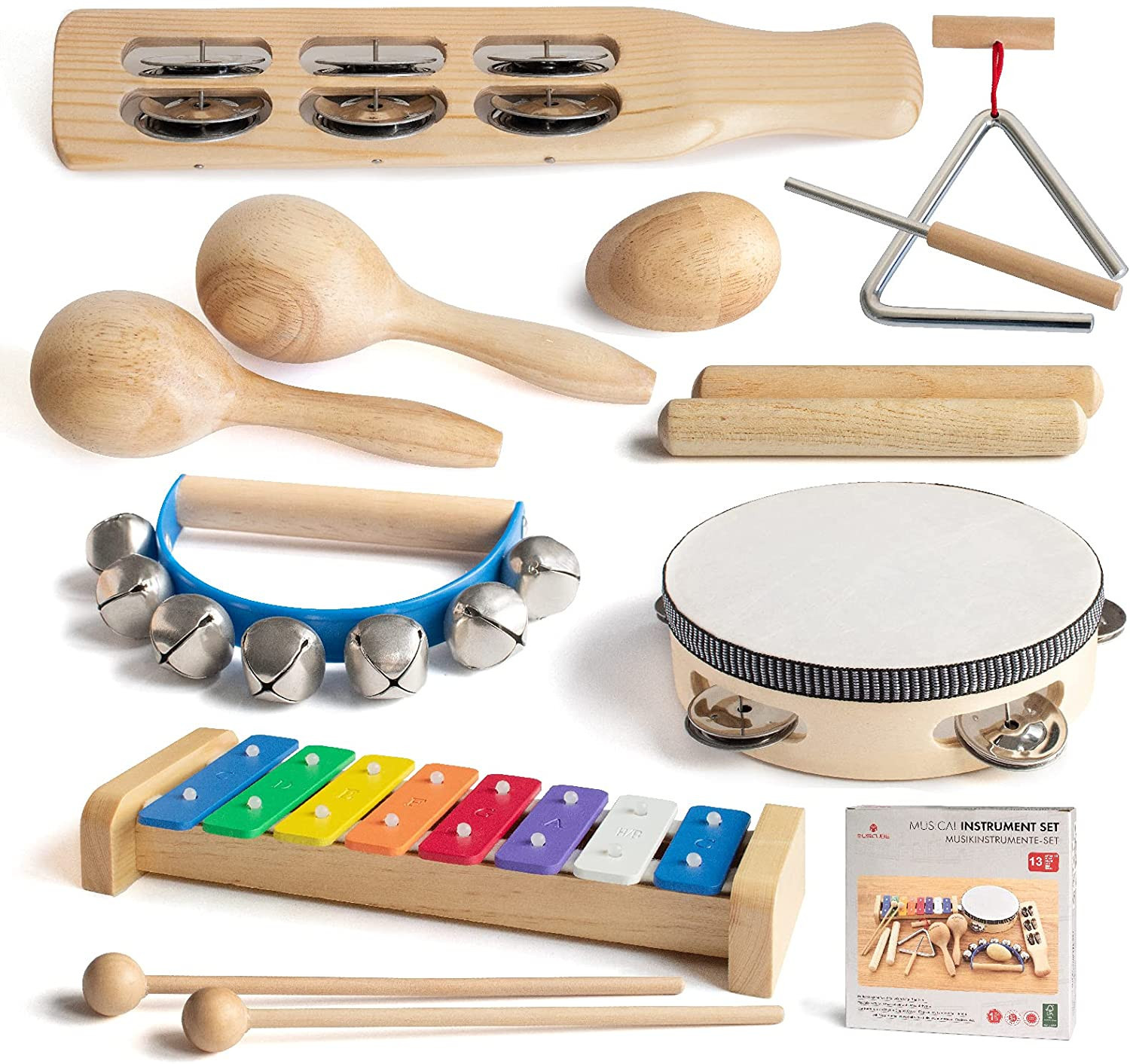 MUSICUBE Musical Instrument Set for Toddler Baby Kid Wooden Percussion Instrument Musical Toys Xy... | Amazon (US)