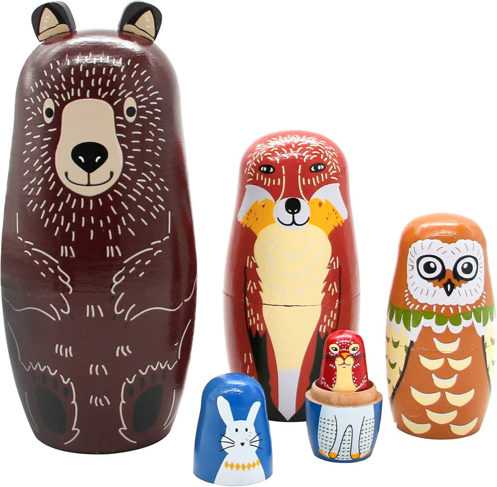 Conzy Russian Nesting Dolls for Kids, Stacking Wooden Handmade Matryoshka Dolls, 5 Piece Cute Car... | Amazon (US)