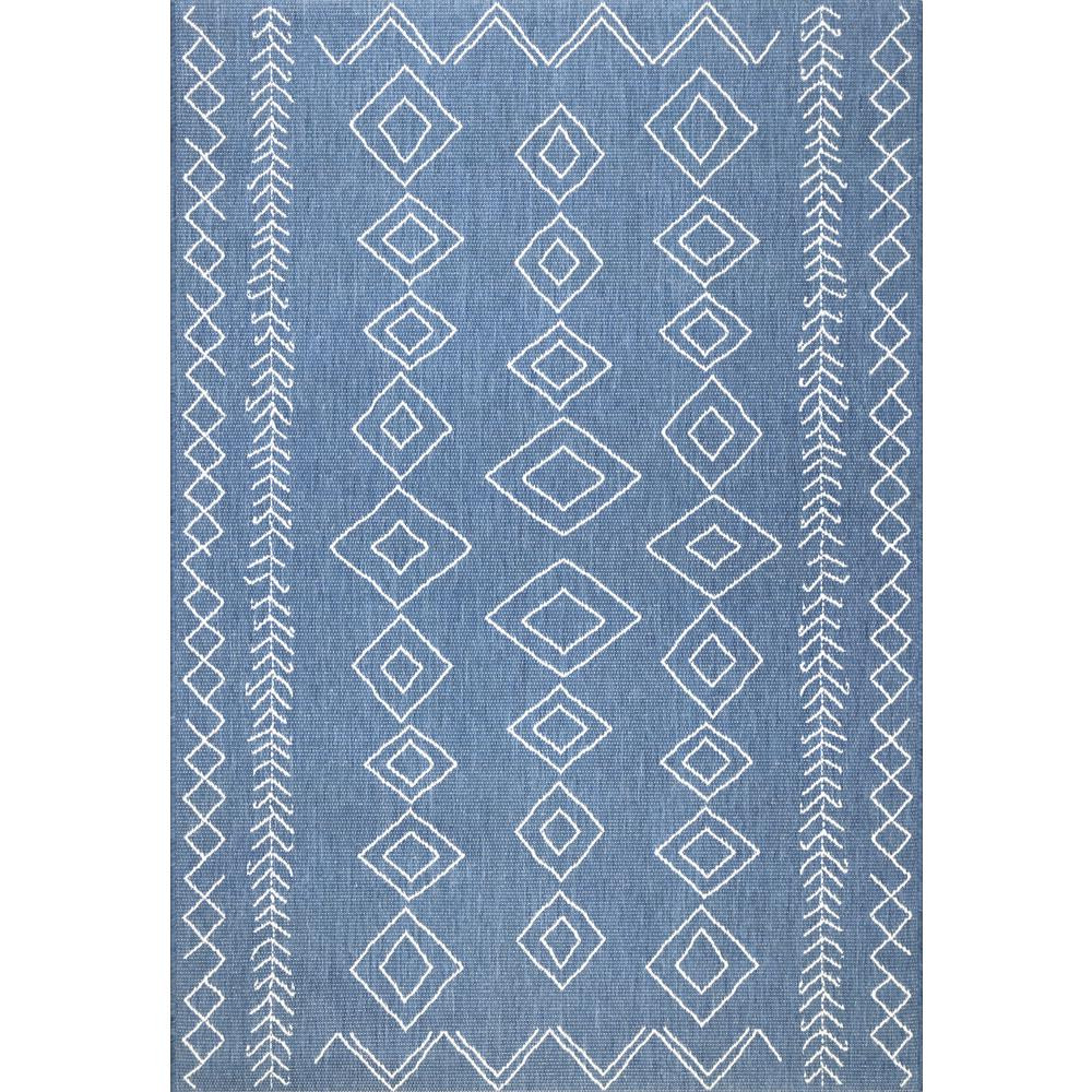 Serna Moroccan Diamonds Blue 7 ft. 6 in. x 10 ft. 9 in. Indoor/Outdoor Area Rug | The Home Depot