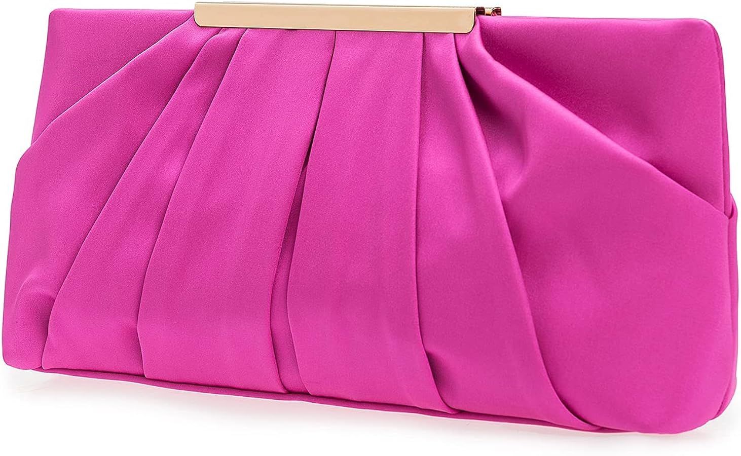 CHARMING TAILOR Clutch Evening Bag Elegant Pleated Satin Formal Handbag Simple Classy Purse for W... | Amazon (US)