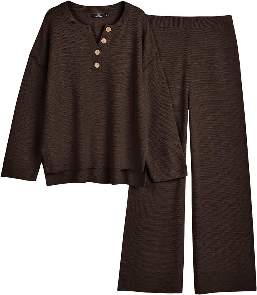 LILLUSORY Women's 2 Piece Lounge Sets Oversized Knit Sets | Amazon (US)