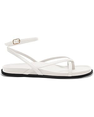 Coutgo Womens Strappy Flat Sandals Comfortable Flip Flop Footbed Sandals Ankle Strap Summer Beach... | Amazon (US)