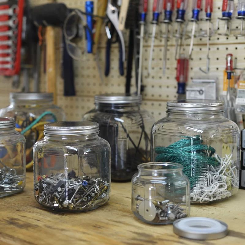 Anchor Hocking Glass 4 Piece Cracker Jar Set with Brushed Metal Lids | Wayfair North America