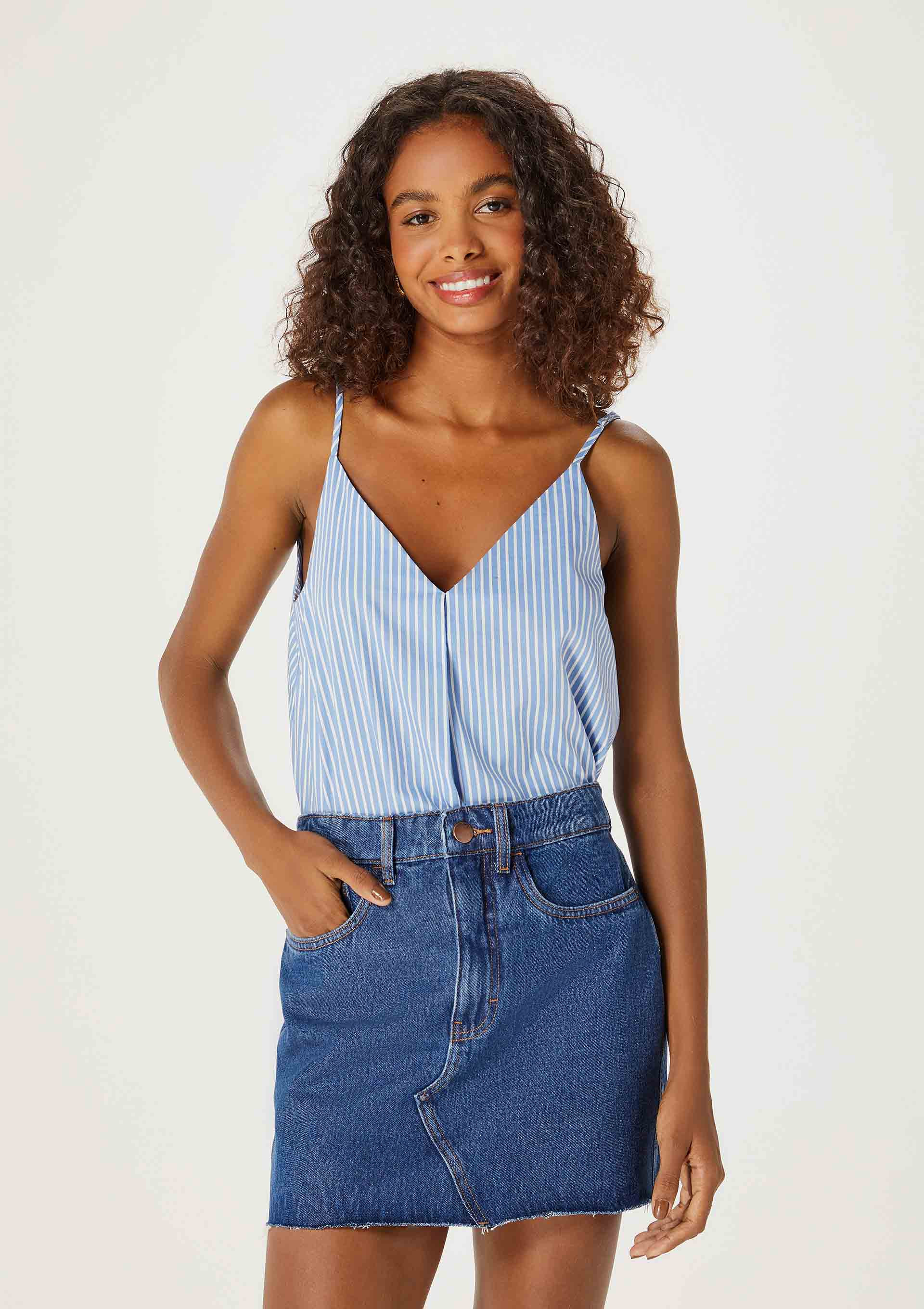 Saia Jeans Cintura Alta Barra A Fio - Hering Store | Hering (BR)