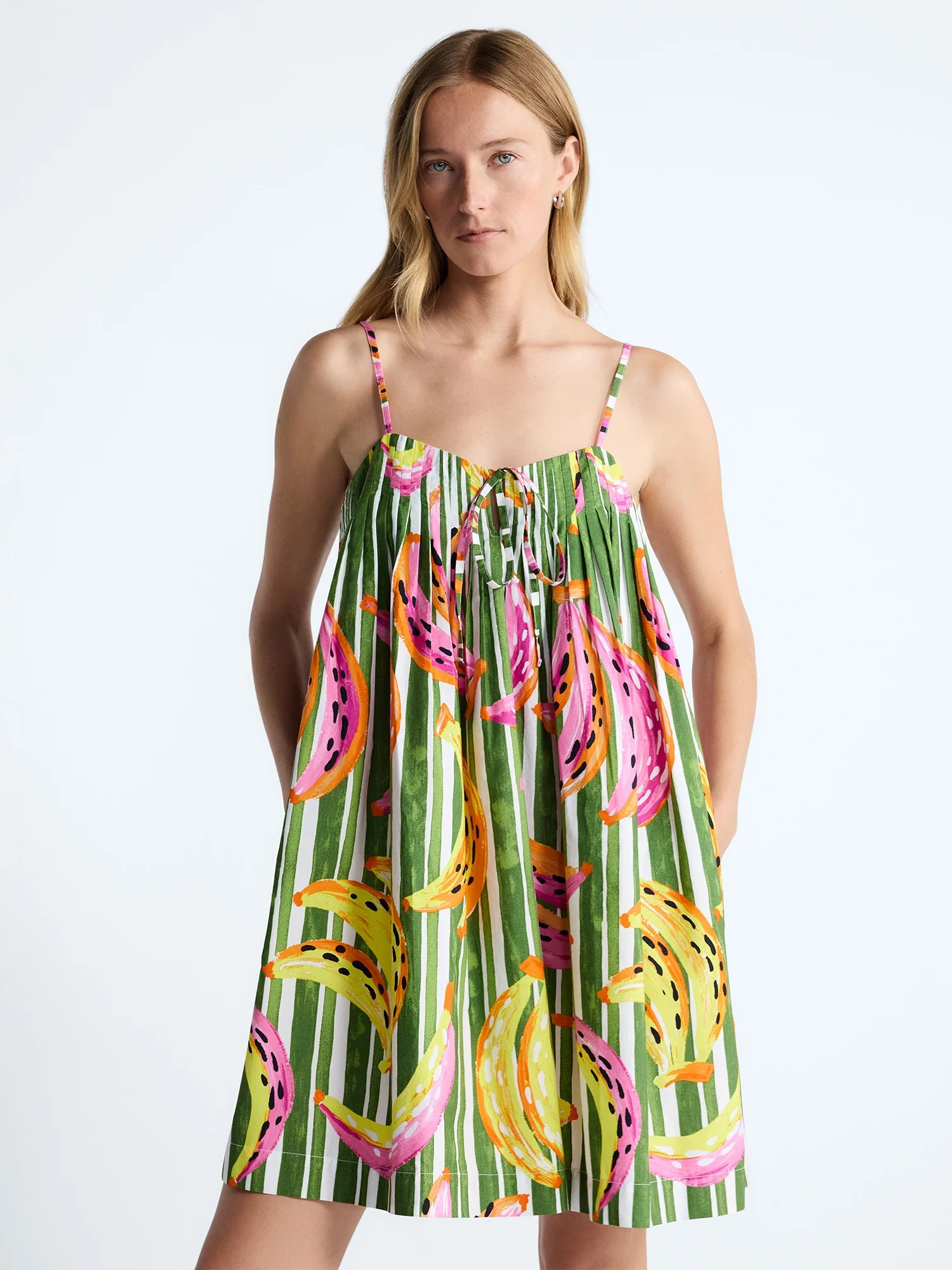 Free Assembly Women's and Women's Plus Cotton Pintuck Mini Dress, Sizes XS-4X | Walmart (US)