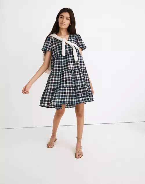 Plaid Button-Front Tiered Babydoll Dress | Madewell