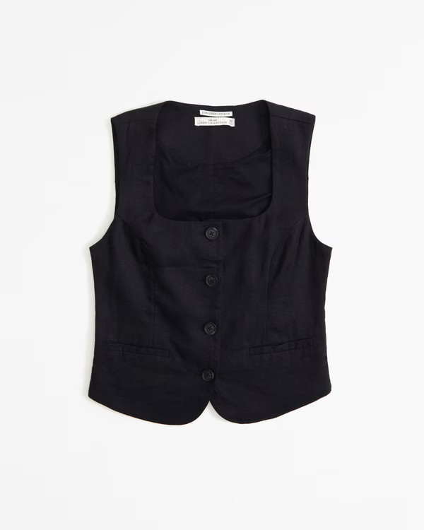 Premium Linen Vest Set Top | Abercrombie & Fitch (US)