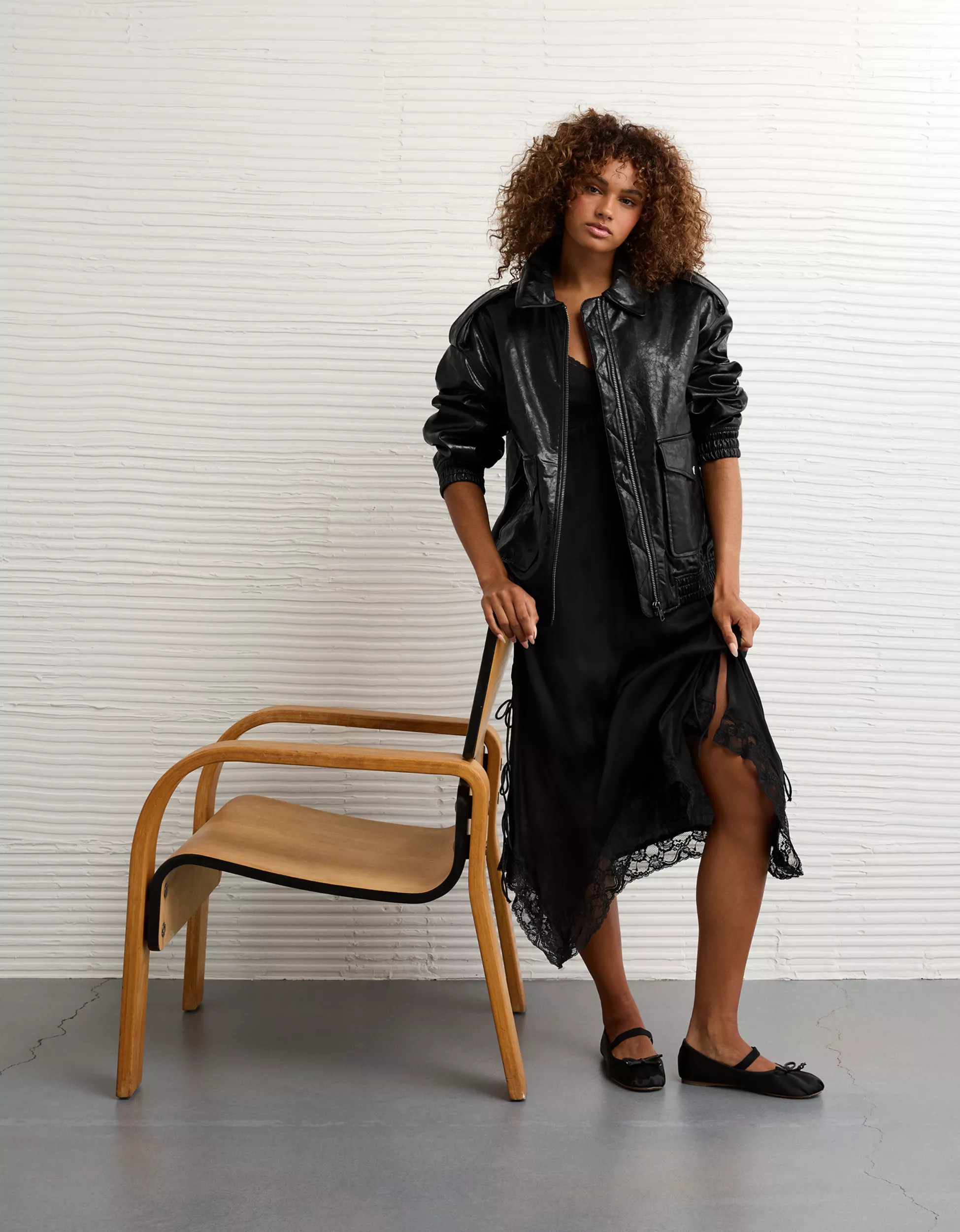 AE Oversized Vegan Leather Bomber Jacket | American Eagle Outfitters (US & CA)