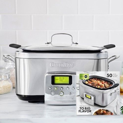 GreenPan Premiere Stainless-Steel Slow Cooker with Cookbook - DS | Williams-Sonoma