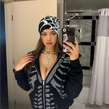 Pooyikoi Y2K Gothic Spider Pattern Wool Acrylic Knitted Hat Women Beanie Winter Warm Beanies Men ... | Amazon (US)