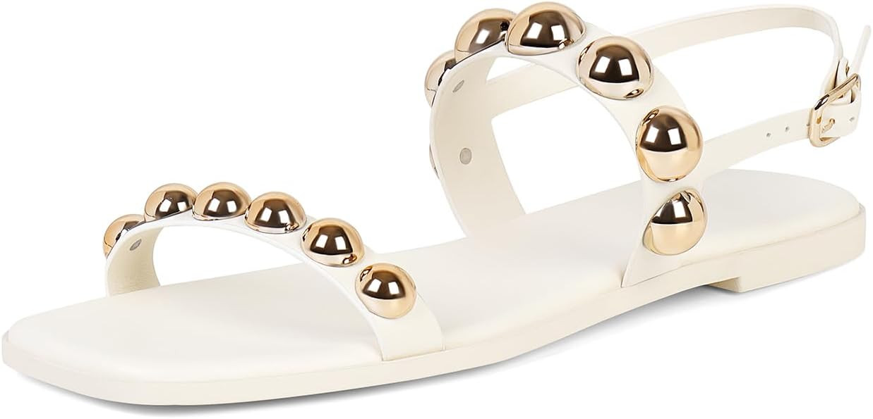 Dsevht Strappy Flat Sandals for Women Comfortable Open Square Toe Sandals Dressy Beach Thong Flip... | Amazon (US)