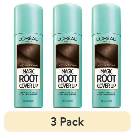(3 pack) L Oreal Paris Magic Root Cover Up Gray Concealer Spray Medium Brown Aerosol 2 oz | Walmart (US)