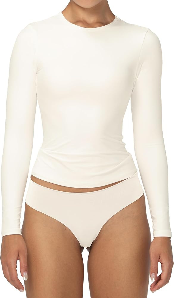 Sunzel Long Sleeve T Shirts for Women with Crew Neck, Double Lined Tops Slim Fit Basic Tee, Casua... | Amazon (US)