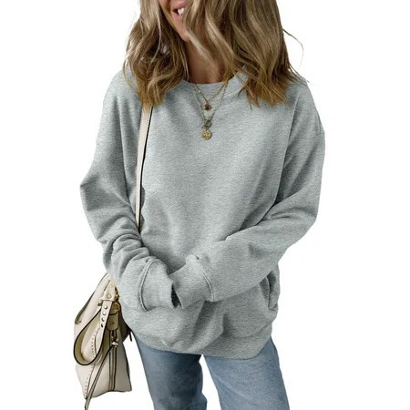 Warm and Soft Women s Winter Sweatshirt - Light Grey Solid Color | Walmart (US)